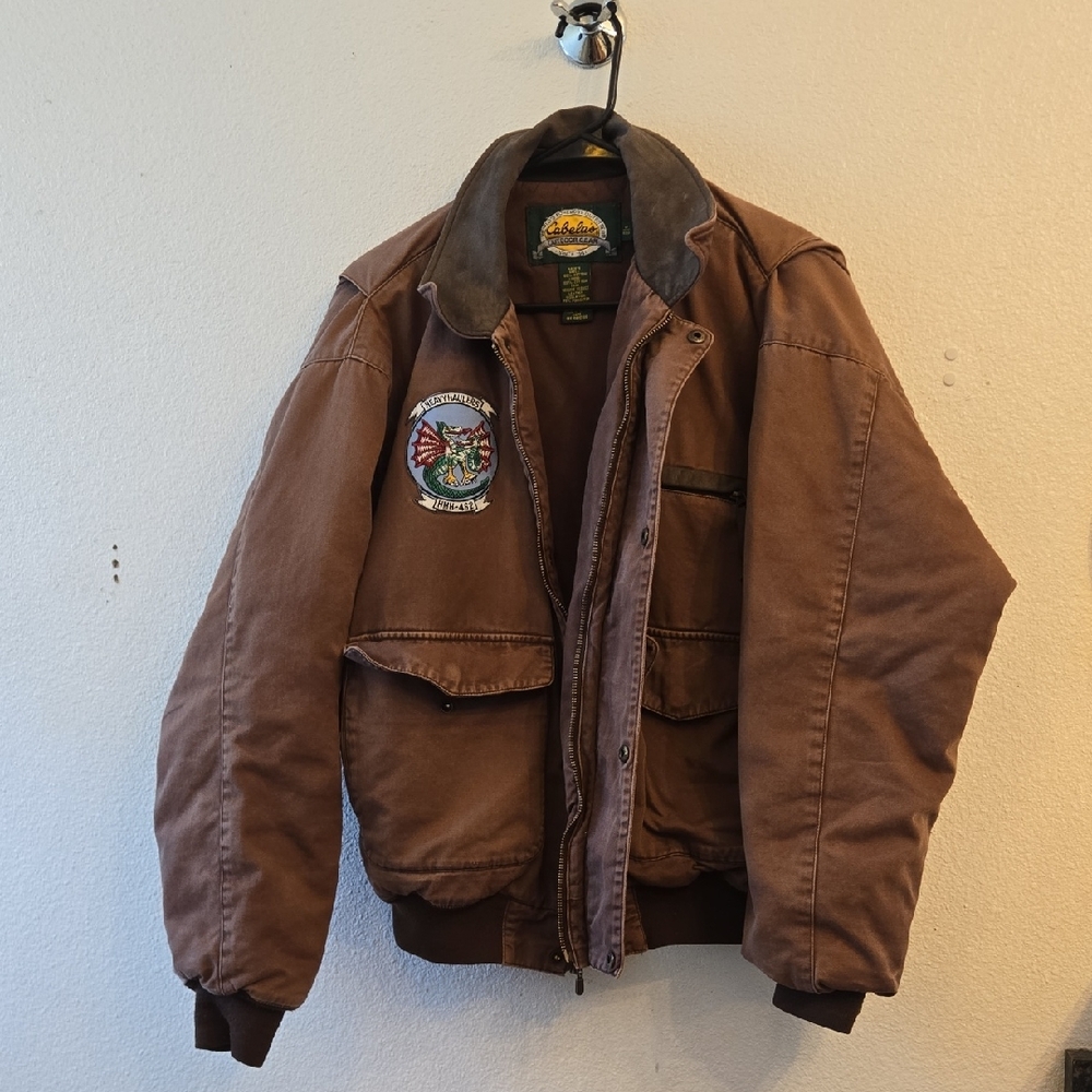 Cabela's Brown Bomber Jacket with Embroidered Design